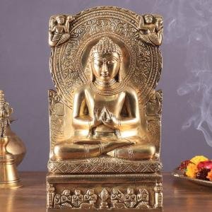 Pure Brass Lord Buddha Statue | Dharmachakra Mudra | 11" Height | Traditional Sacred Art | Premium Collection | Handcrafted Excellence | Jaipurio